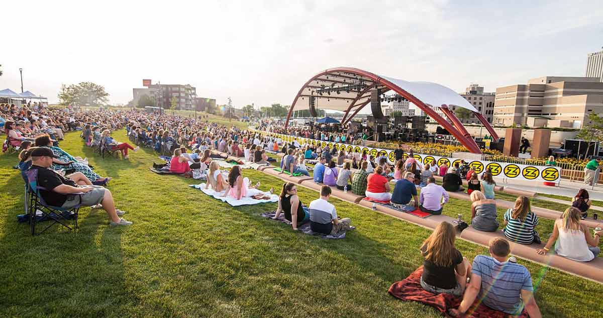 Sprawling outdoor venue with lawn seating at the McGrath Amphitheater