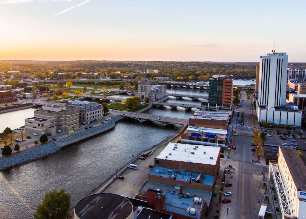 Aerial view of downtown Cedar Rapids