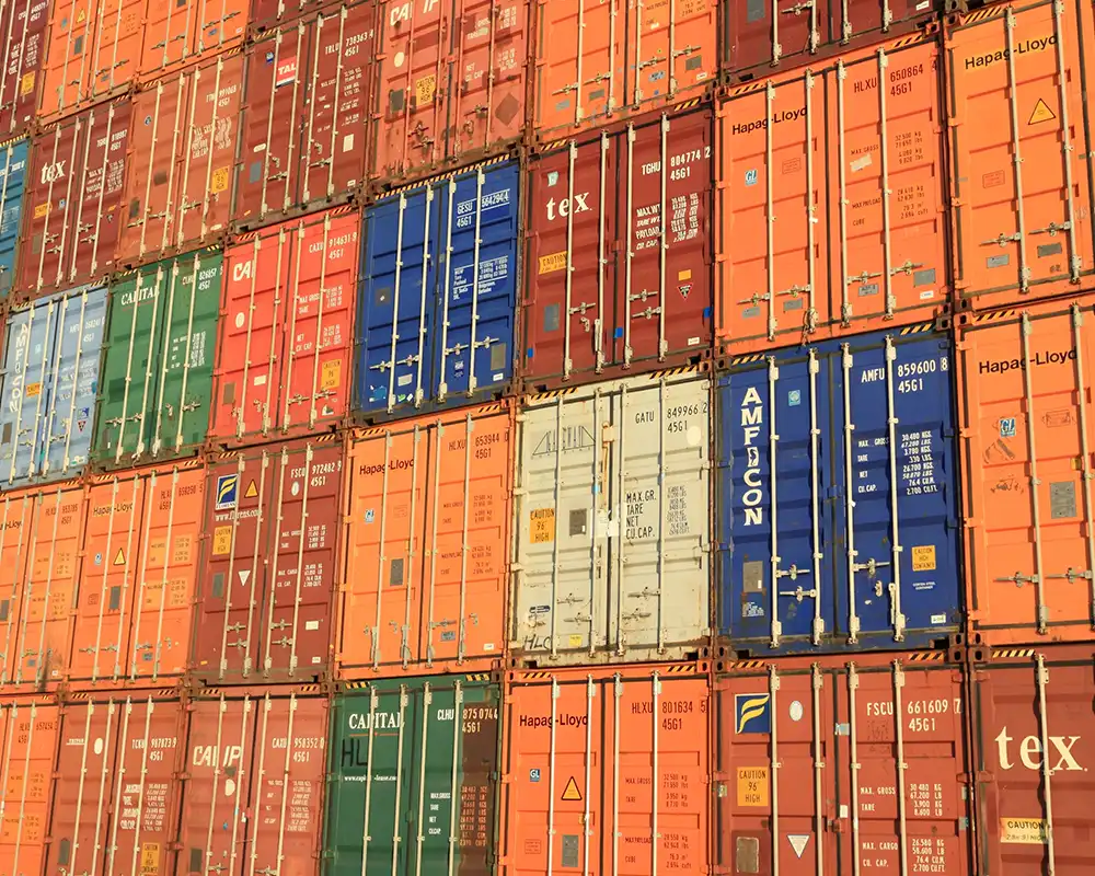 Stacks of freight containers