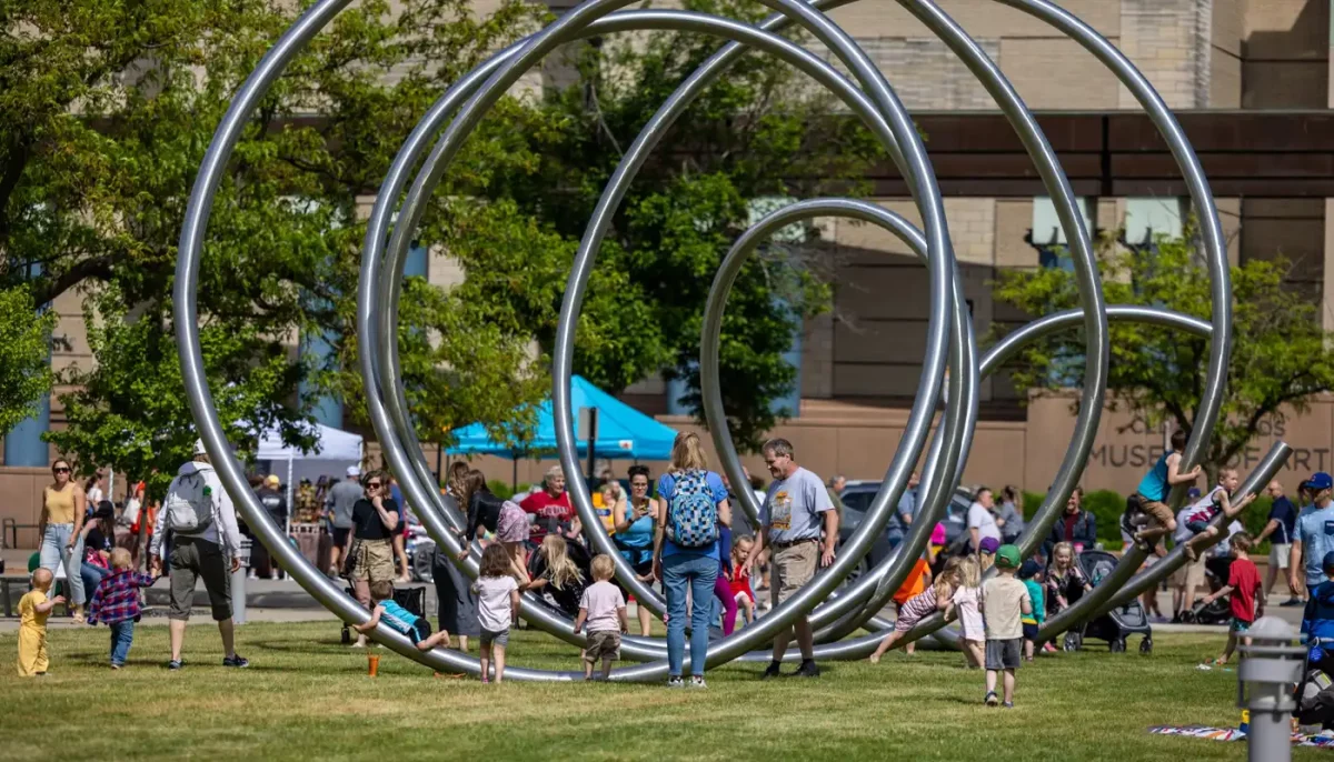 Art in an outdoor park with people
