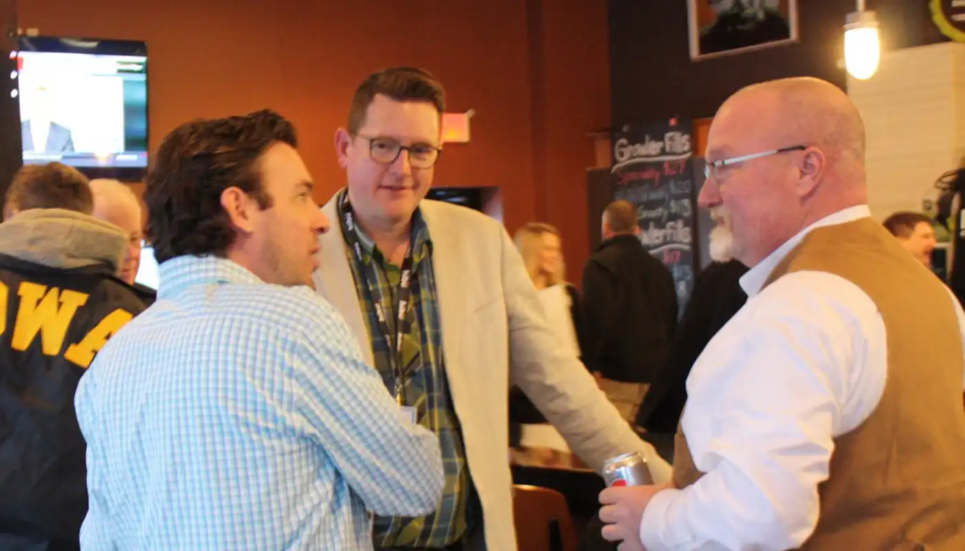 Leaders discuss policy at a local public house