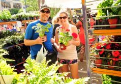 A guy and a girl in a flower shop