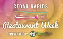 Image with text Cedar Rapids restaurant week