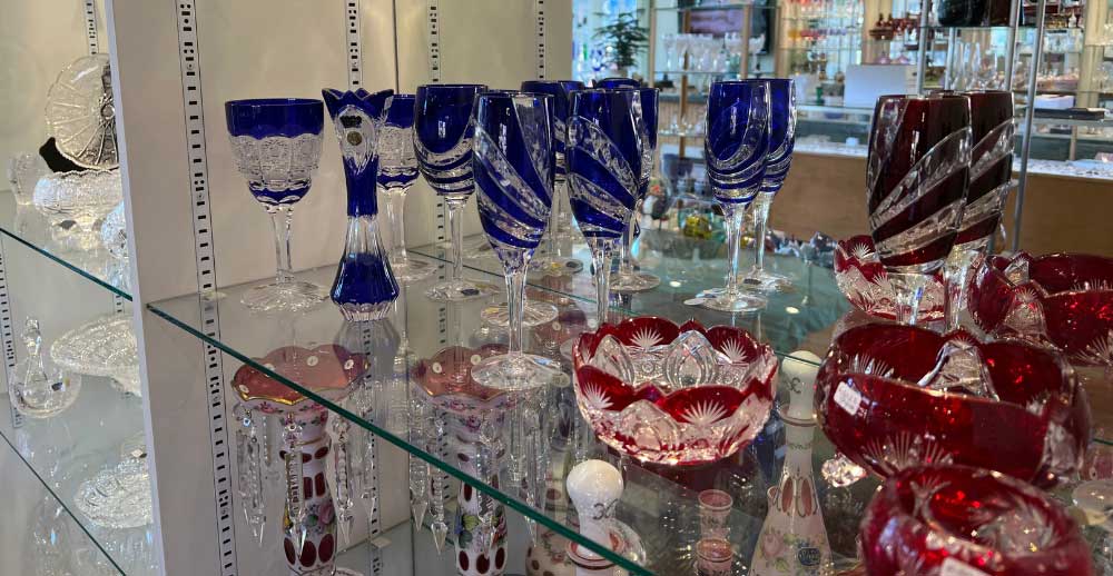 Fancy tableware displayed in a store