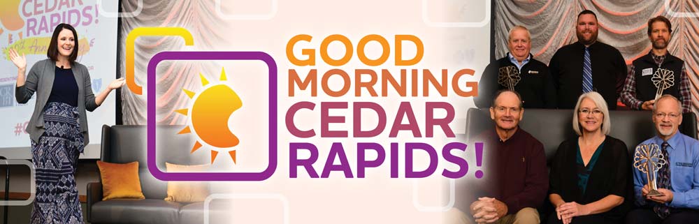 Good morning cedar rapids graphic banner and logo