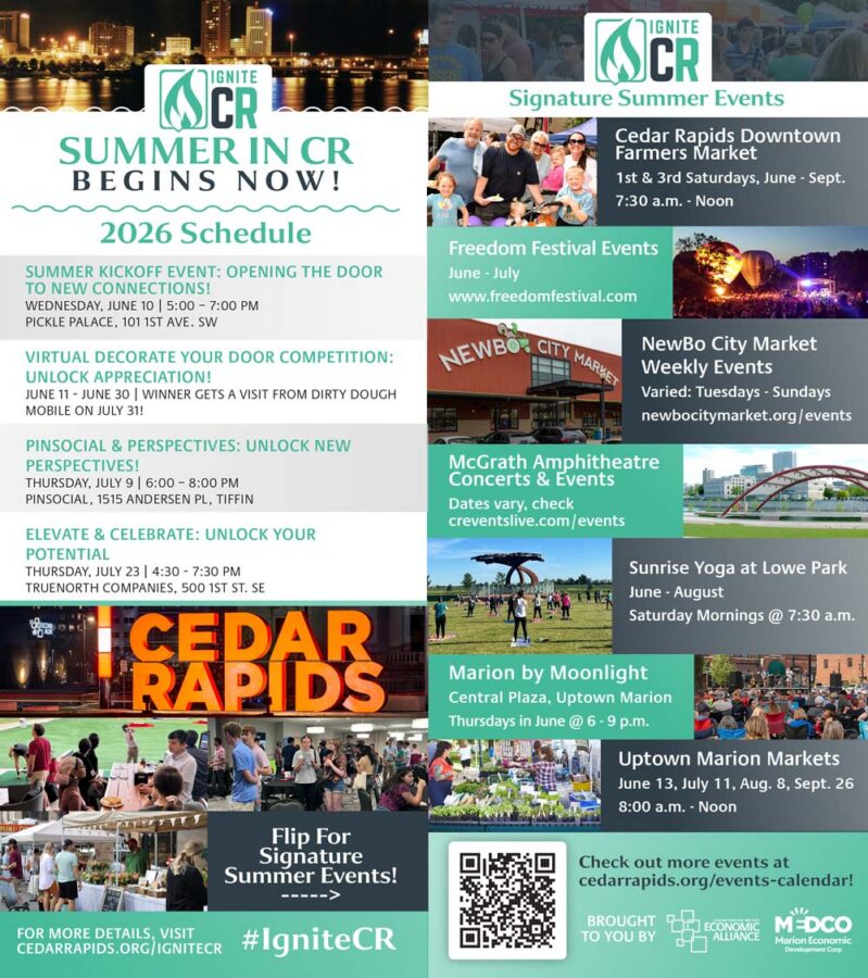 IgniteCR Schedule card with information and fun things to do this summer!