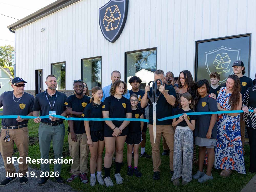 BFC Restoration celebrates with a ribbon cutting in Swisher, Iowa, on June 19, 2026.
