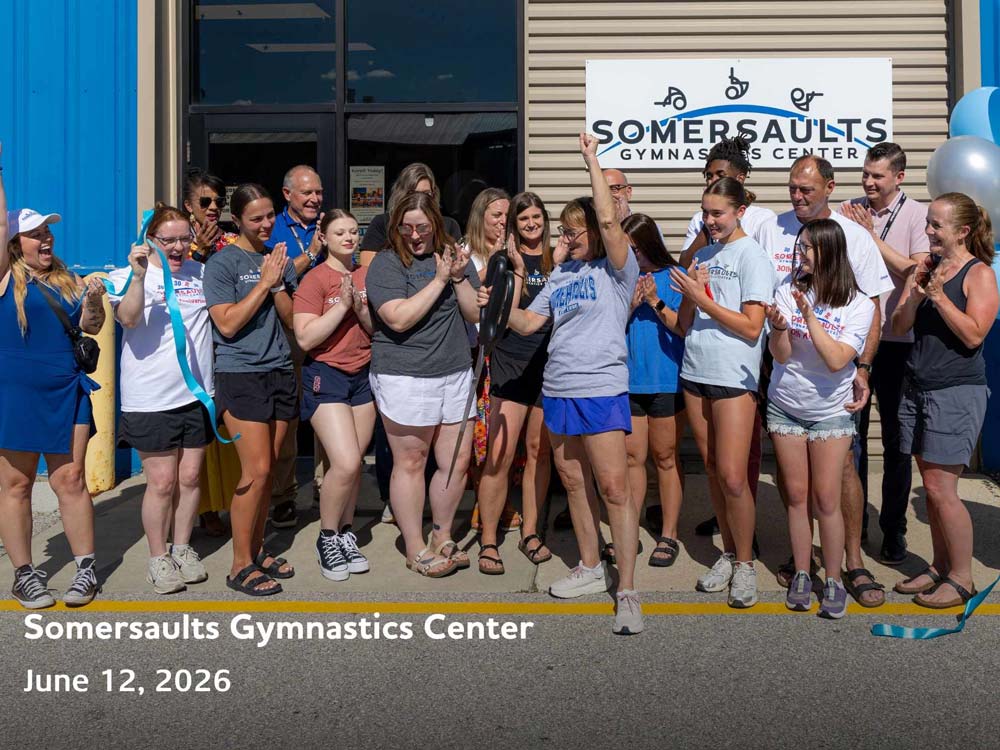 Somersaults Gymnastics Center Ribbon Cutting on June 12, 2026 in Cedar Rapids, Iowa.