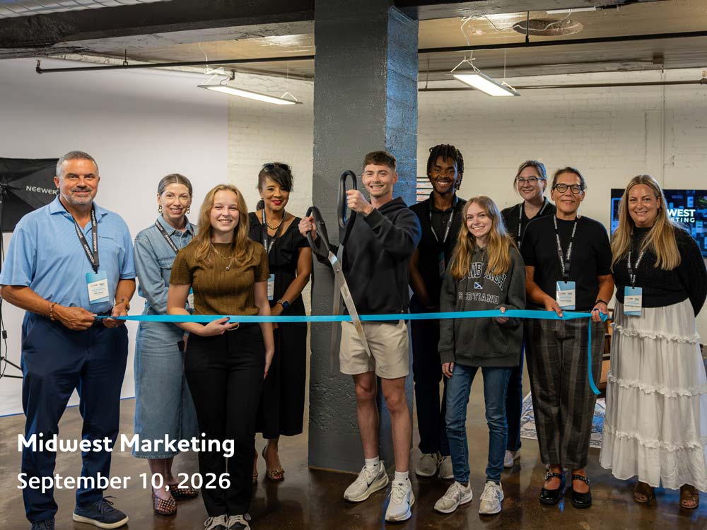 Midwest Marketing celebrates with a ribbon cutting, and Economic Alliance ambassadors, on September 10, 2026, in Cedar Rapids, Iowa.
